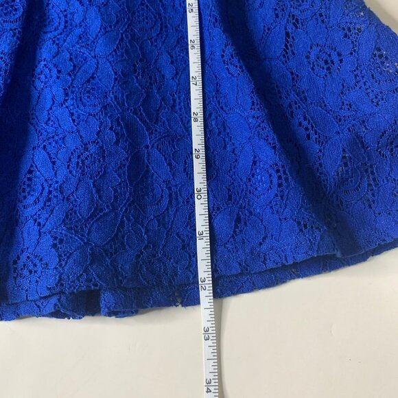 B. Darlin Blue Lace Short Sleeve Elastic Waist Mini Dress - Picture 8 of 9